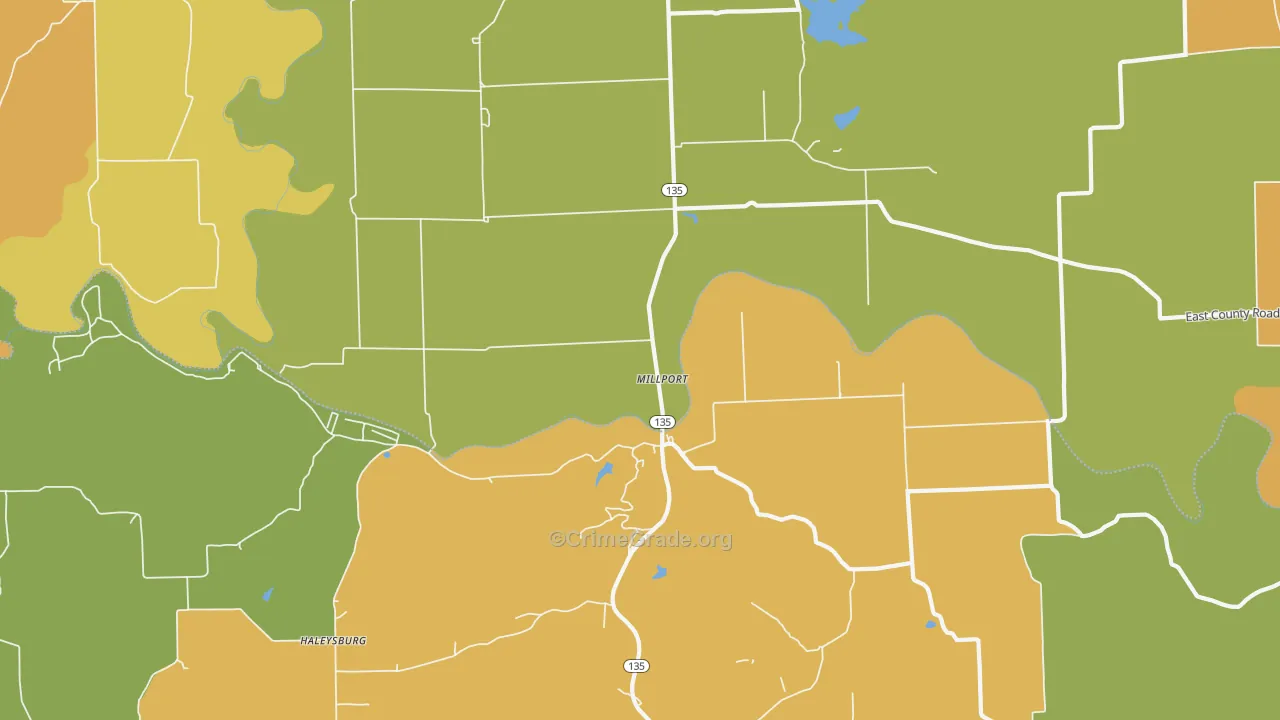 Millport, IN Map of Robbery Rates