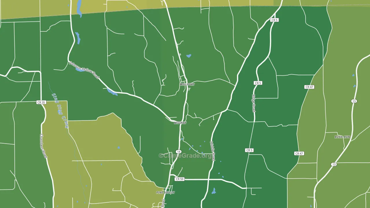 Millport, NY Map of Robbery Rates