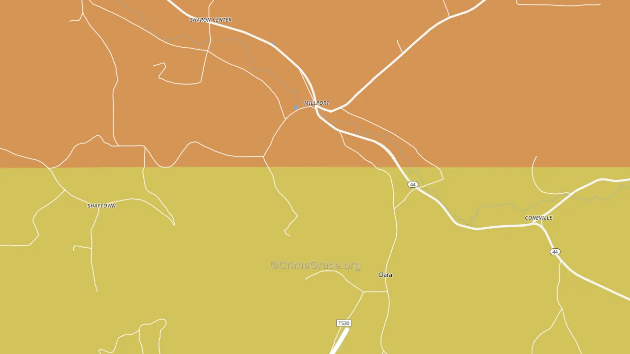 Millport, PA Map of Robbery Rates