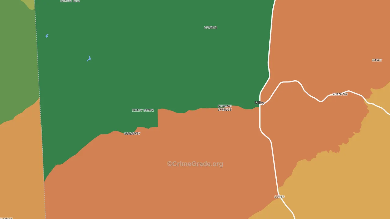 Millry, AL Map of Robbery Rates