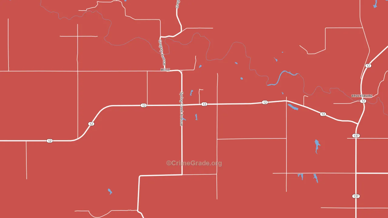 Mills, NE Map of Robbery Rates