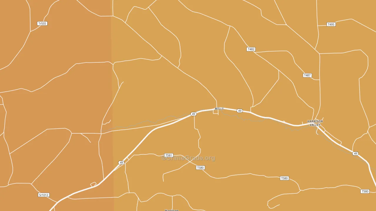 Mills, PA Map of Robbery Rates