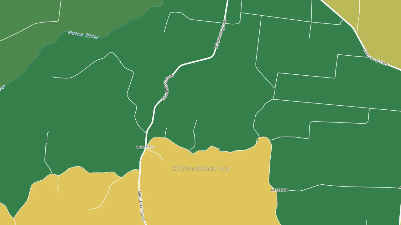 Millsfield, TN Map of Robbery Rates