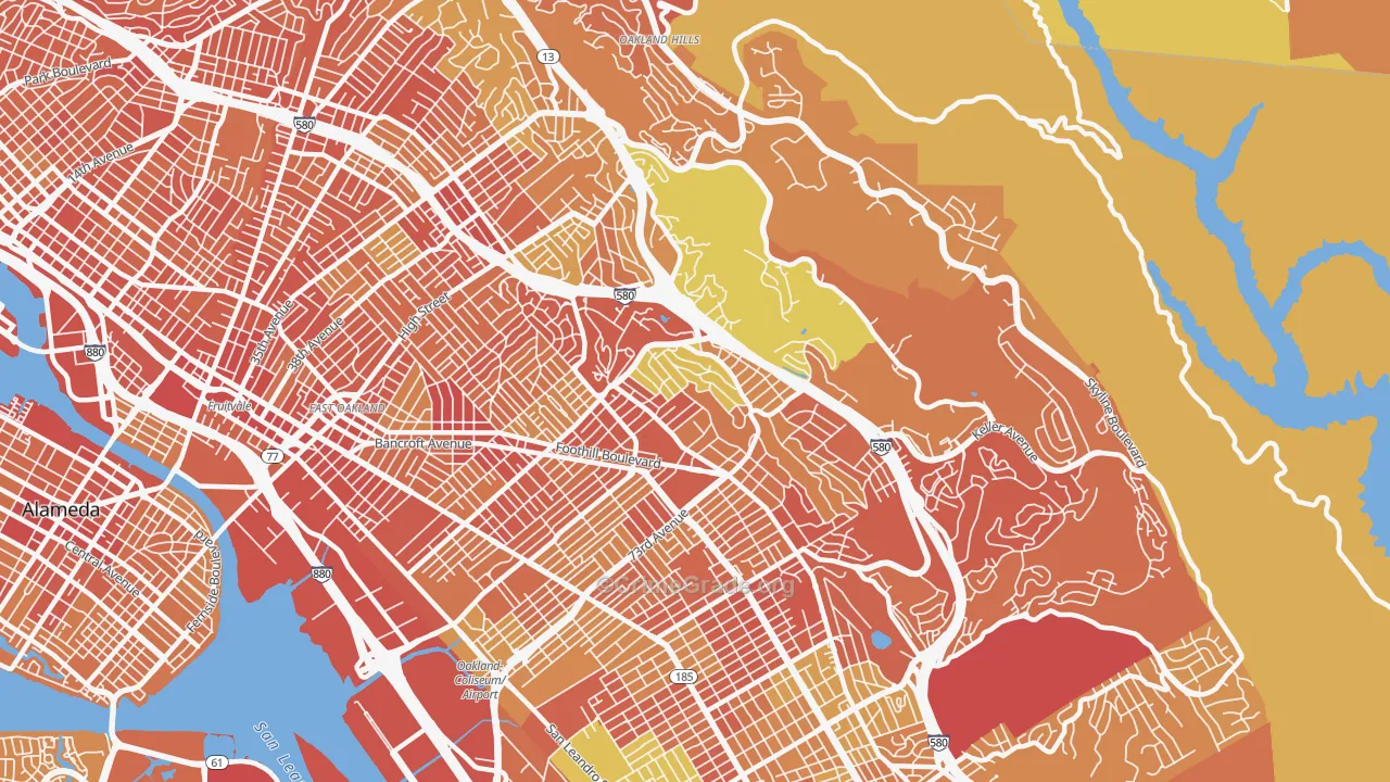 Millsmont, Oakland, CA Map of Robbery Rates