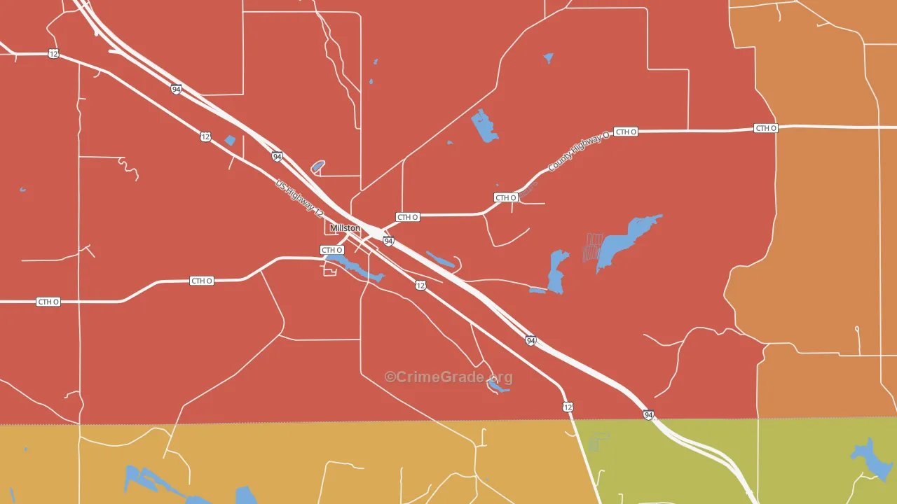Millston, WI Map of Robbery Rates