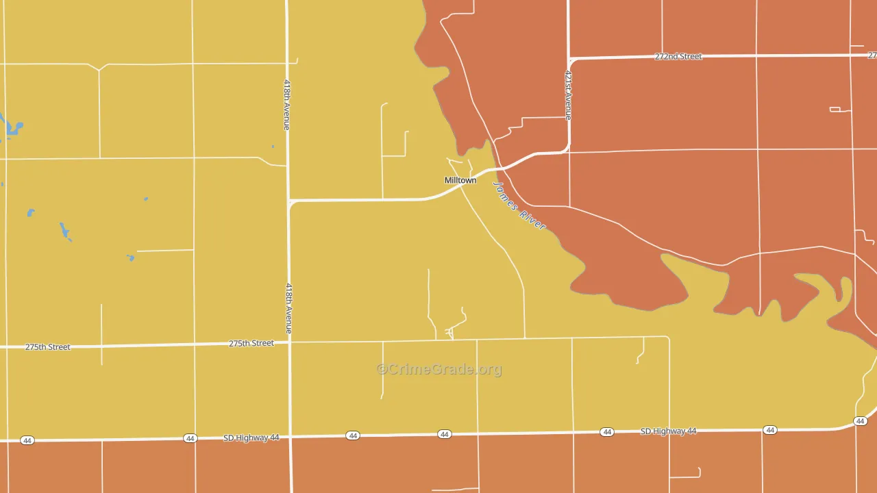 Milltown, SD Map of Robbery Rates