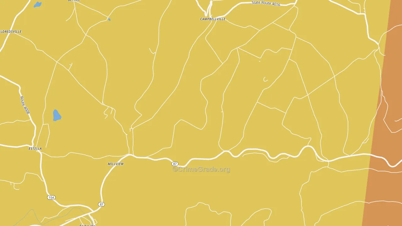 Millview, PA Map of Robbery Rates
