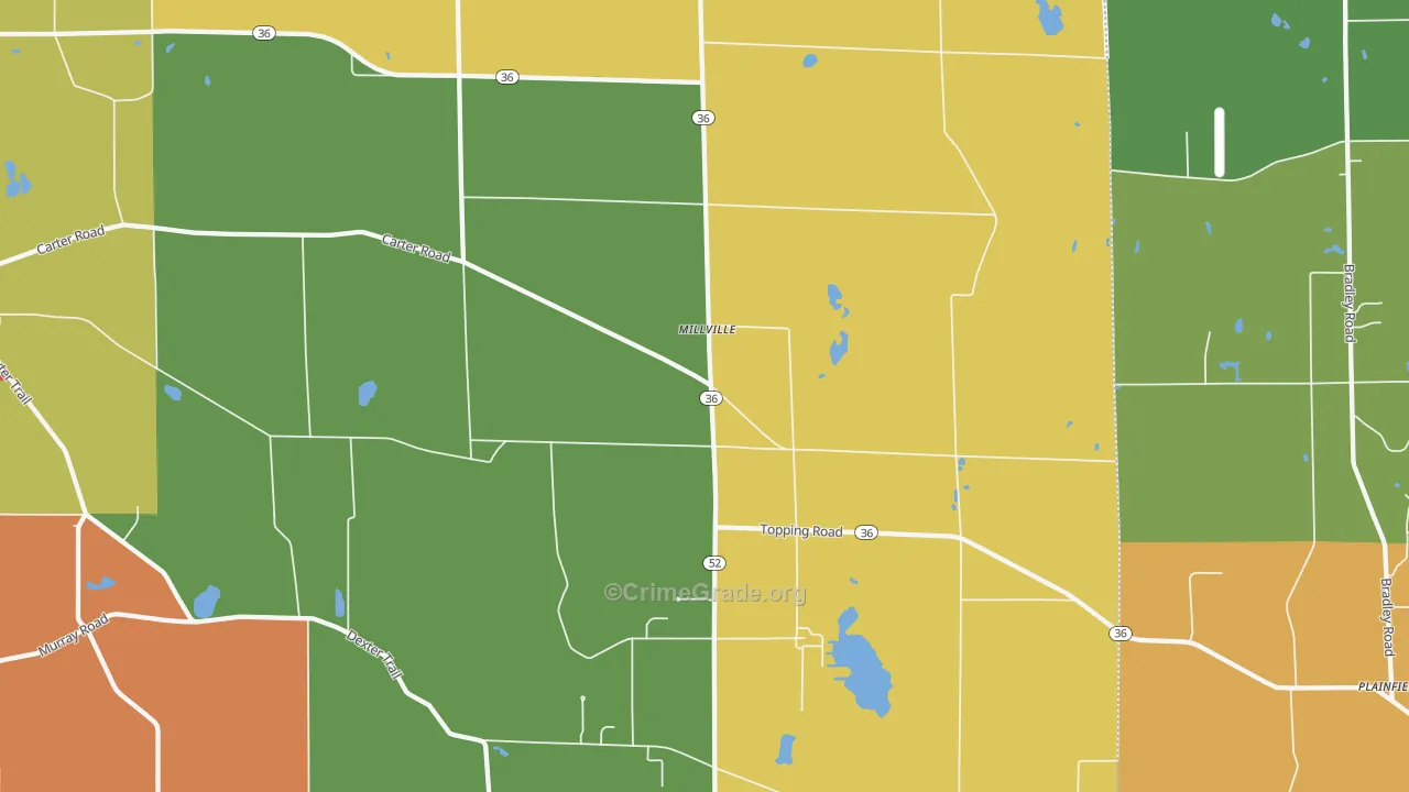 Millville, MI Map of Robbery Rates