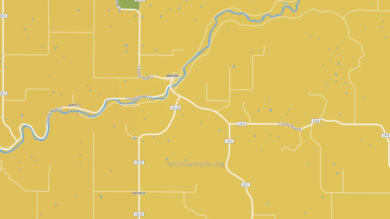 Millville, MN Map of Robbery Rates