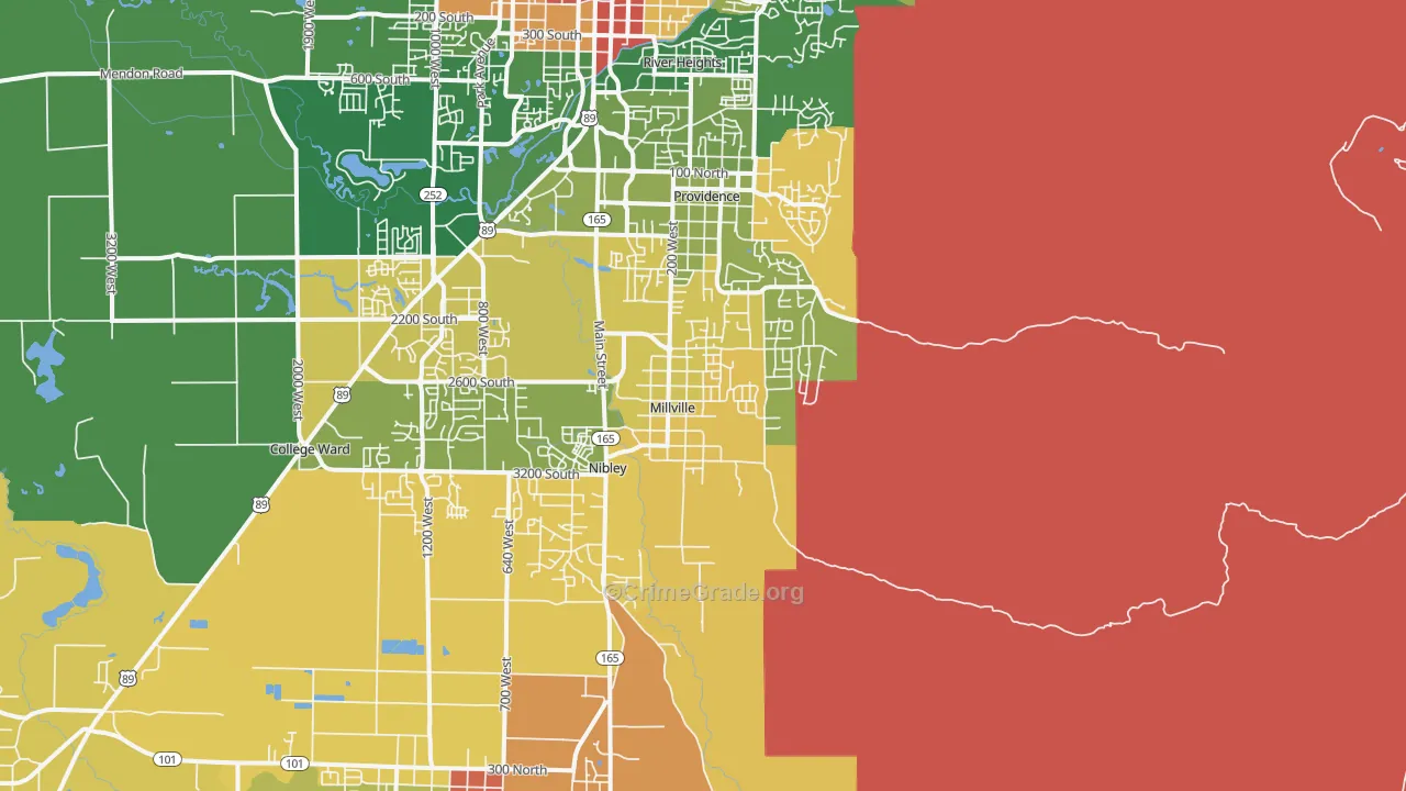 Millville, UT Map of Robbery Rates