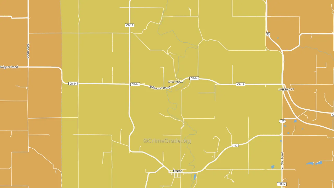 Millwood, KS Map of Robbery Rates