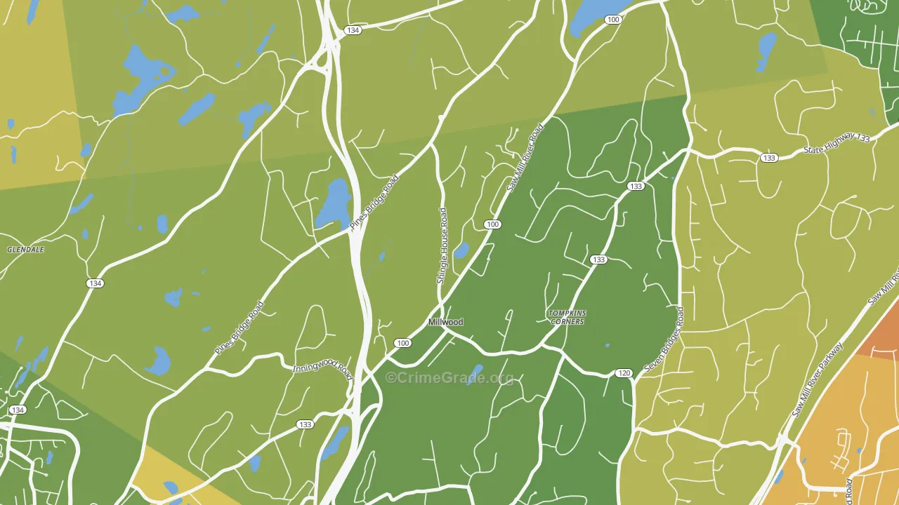 Millwood, NY Map of Robbery Rates
