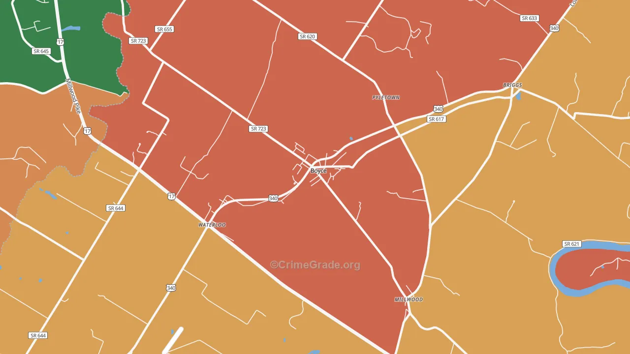 Millwood, VA Map of Robbery Rates