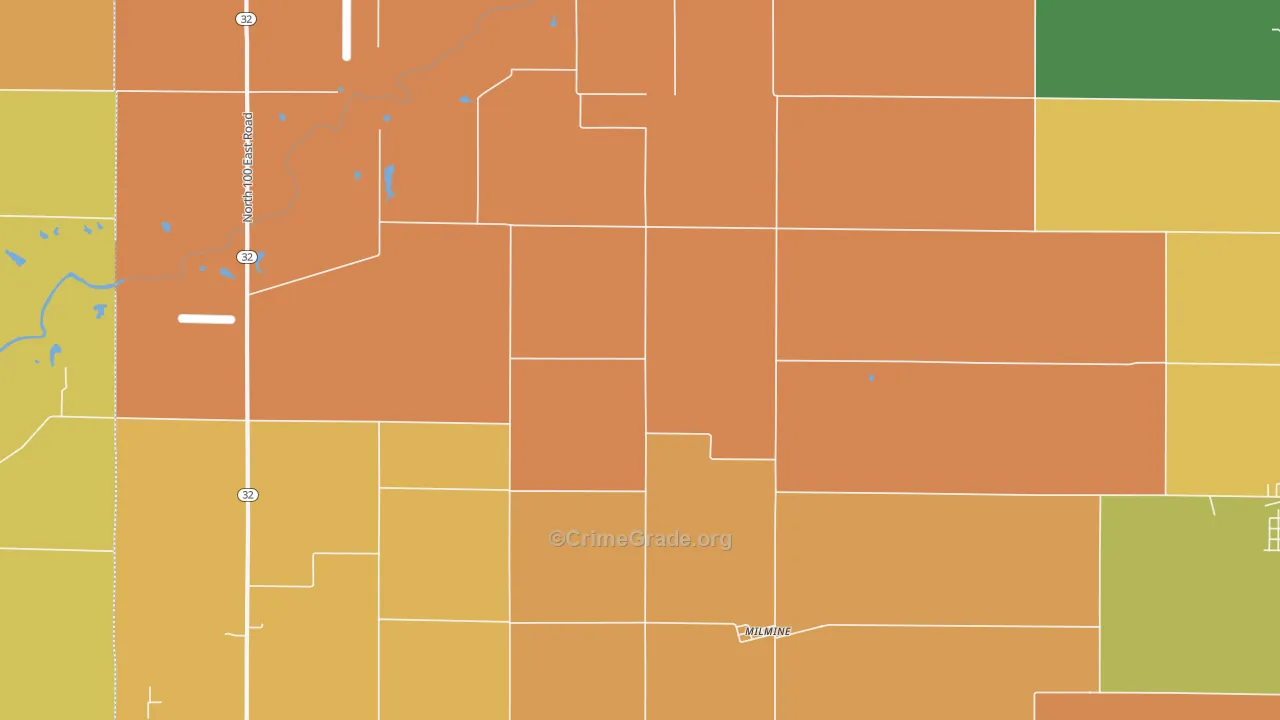 Milmine, IL Map of Robbery Rates