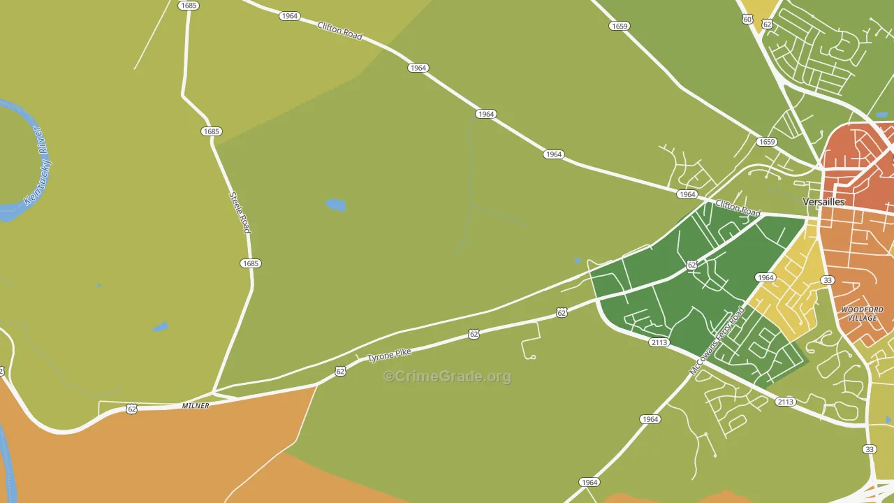 Milner, KY Map of Robbery Rates