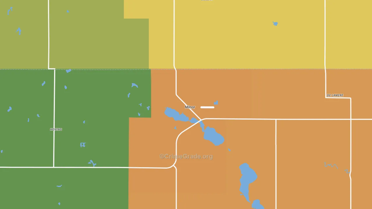 Milnor, ND Map of Robbery Rates