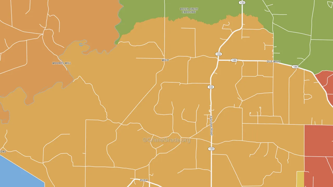 Milo, AR Map of Robbery Rates