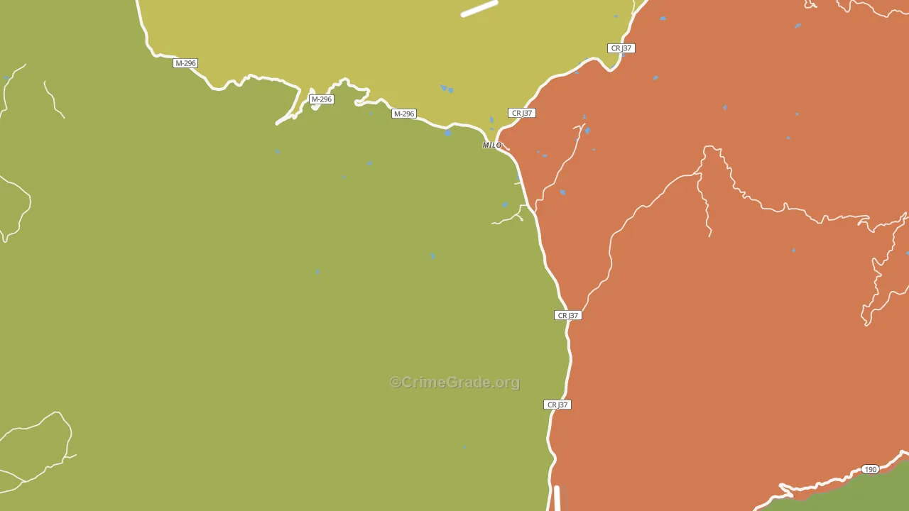 Milo, CA Map of Robbery Rates