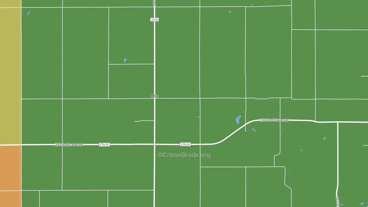 Milo, IL Map of Robbery Rates