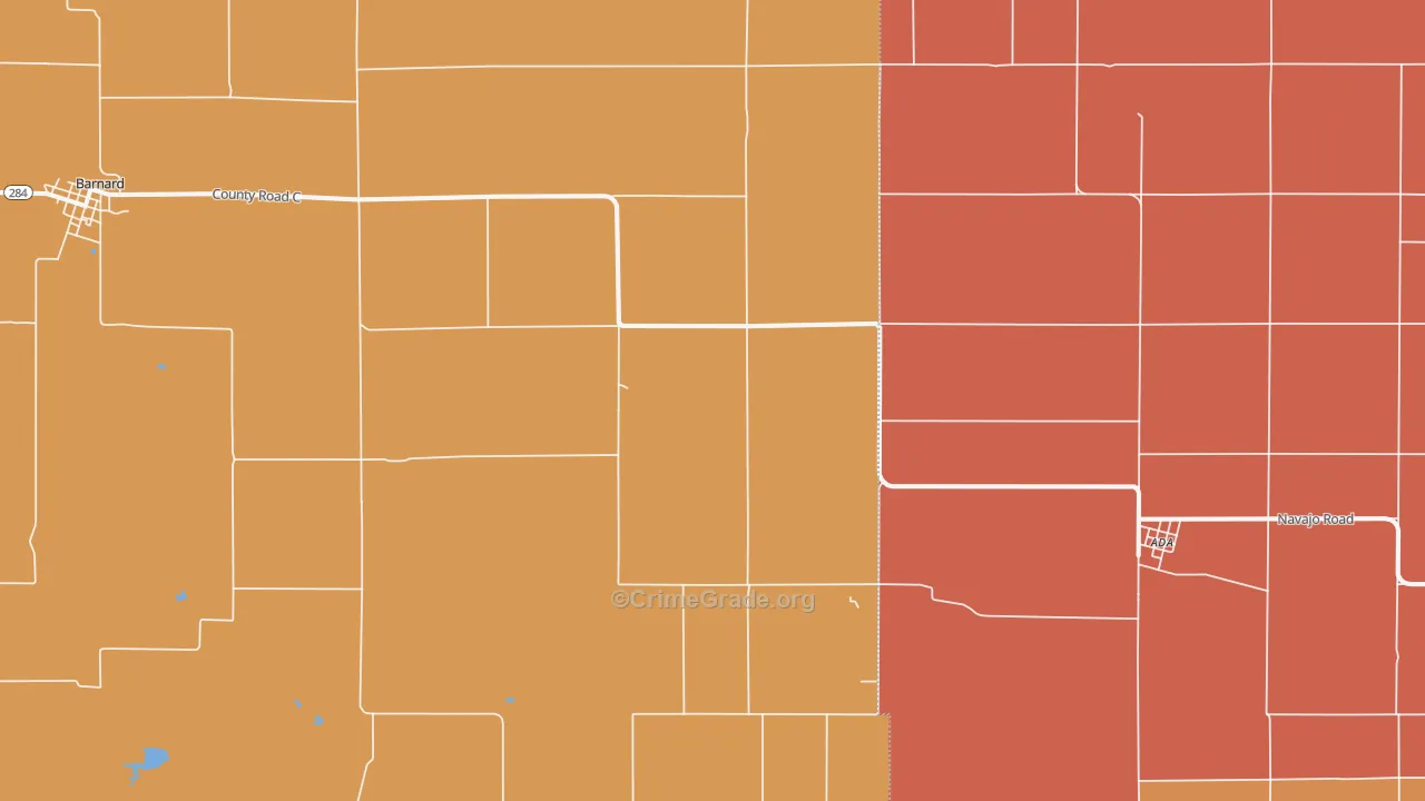 Milo, KS Map of Robbery Rates