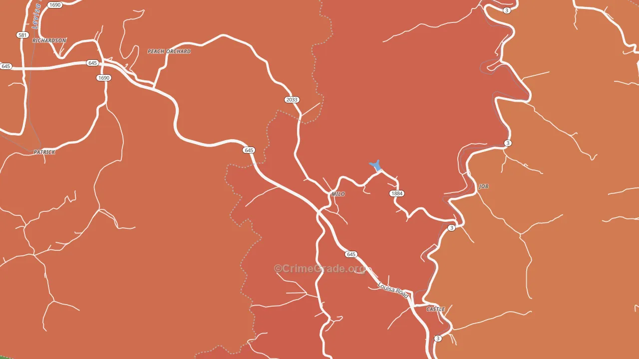 Milo, KY Map of Robbery Rates