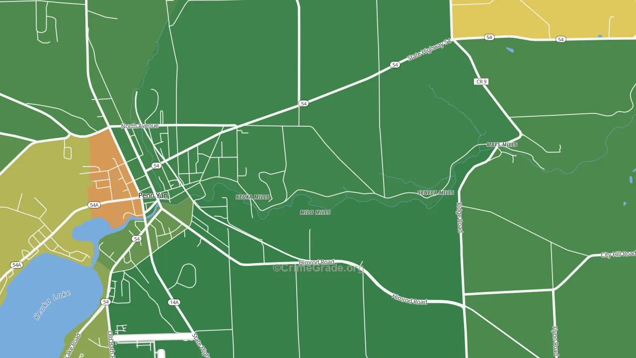 Milo Mills, NY Map of Robbery Rates