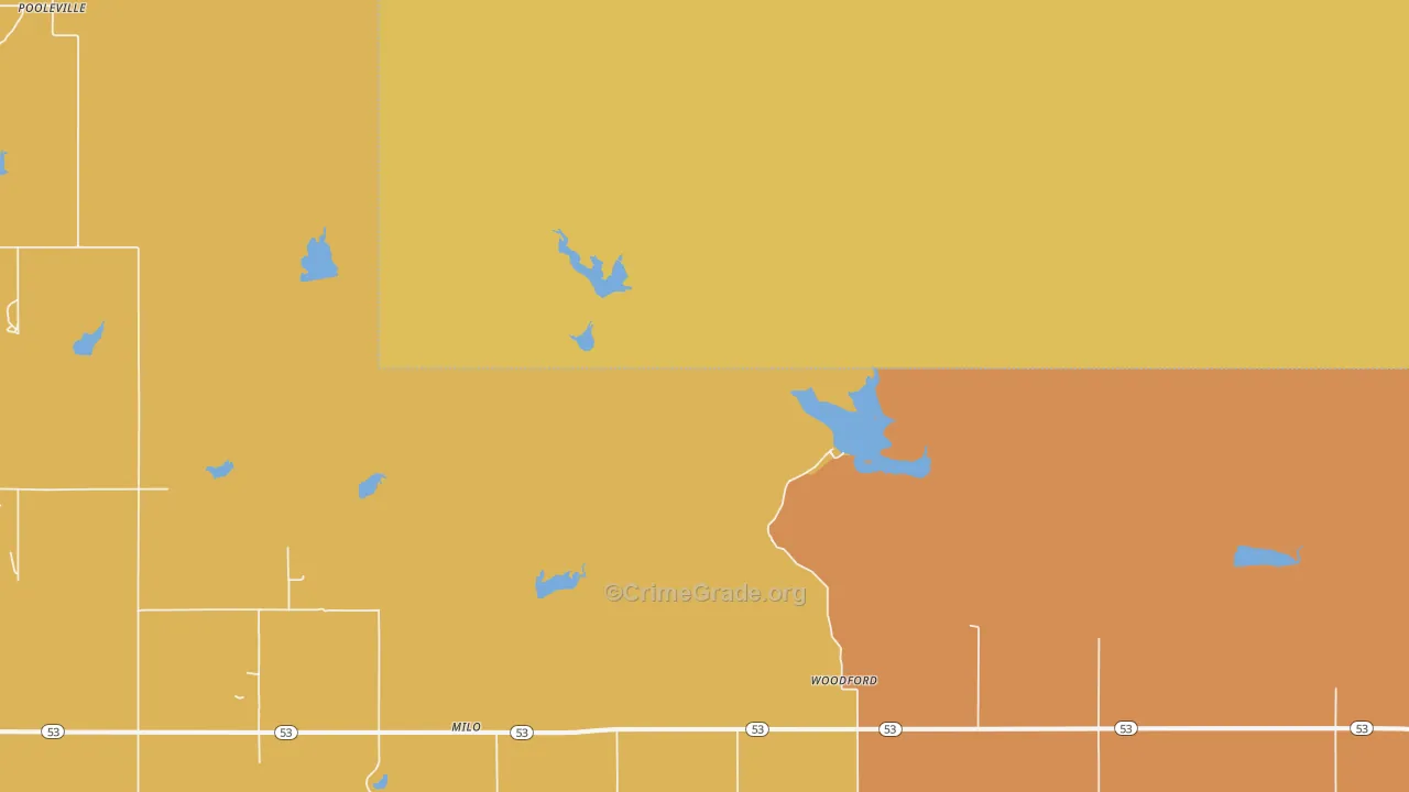 Milo, OK Map of Robbery Rates