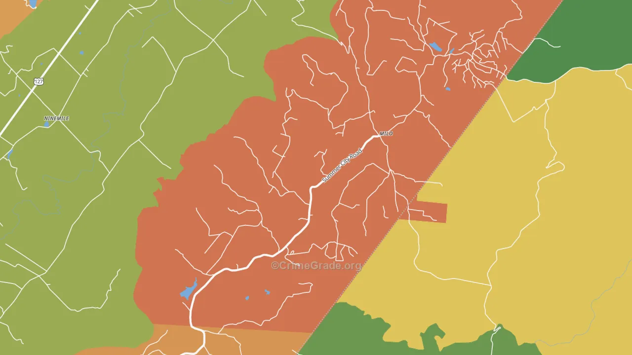 Milo, TN Map of Robbery Rates