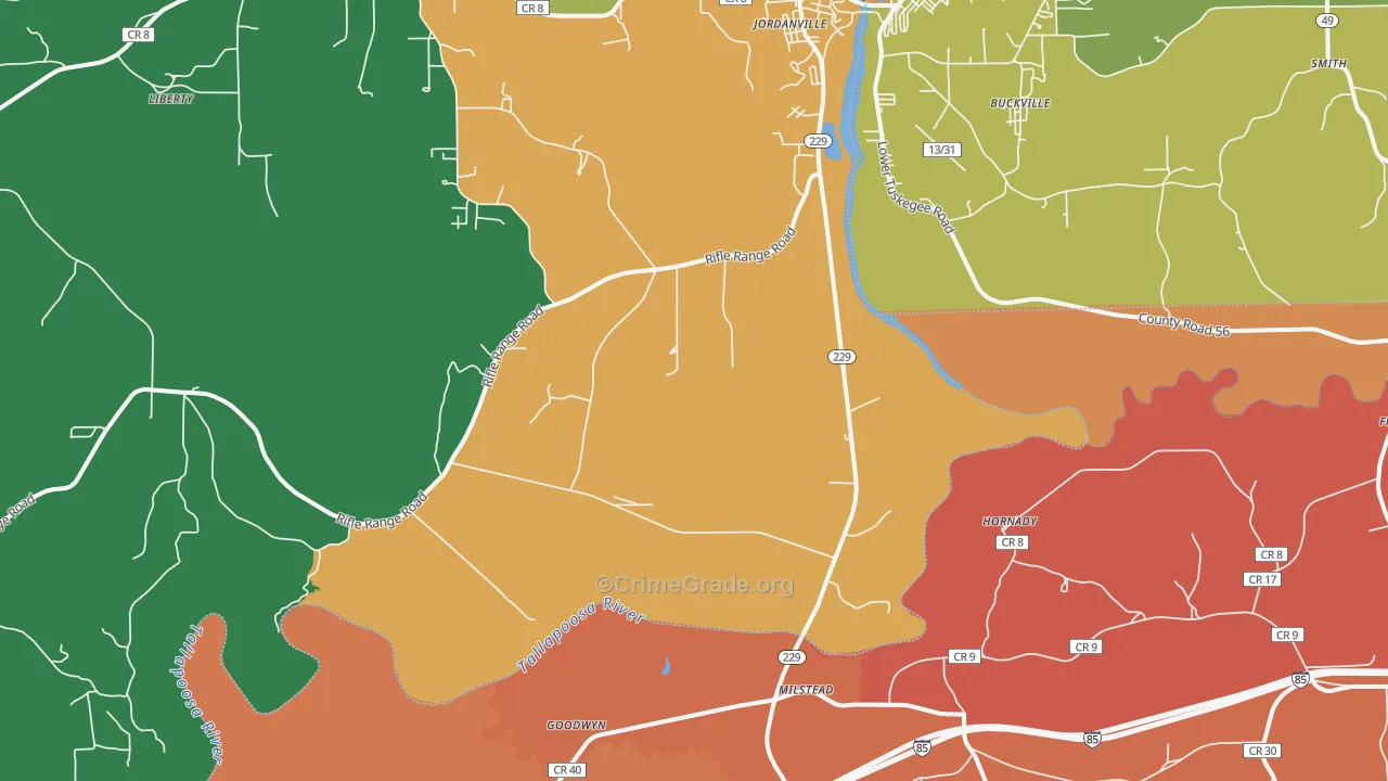 Milstead, AL Map of Robbery Rates