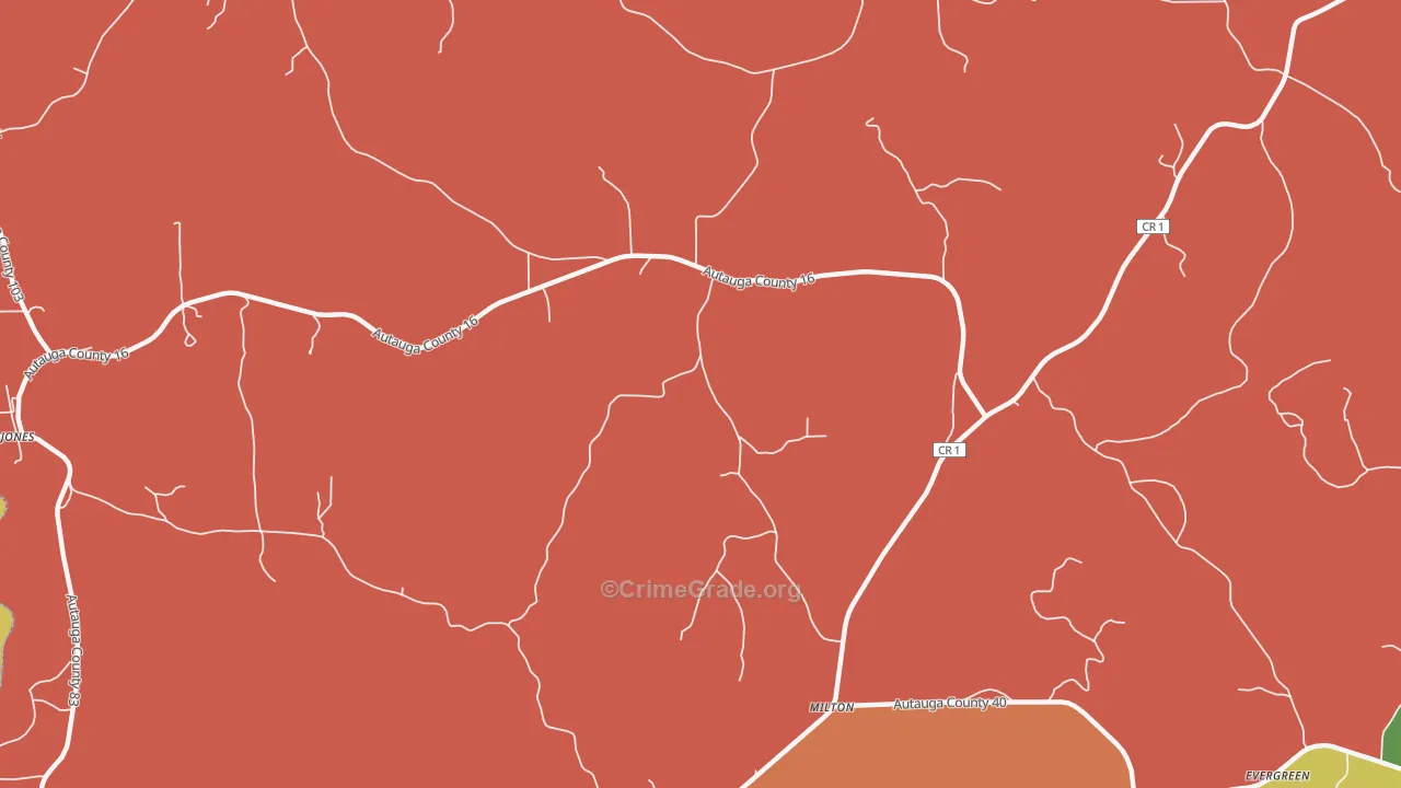 Milton, AL Map of Robbery Rates