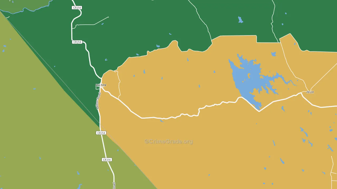 Milton, CA Map of Robbery Rates
