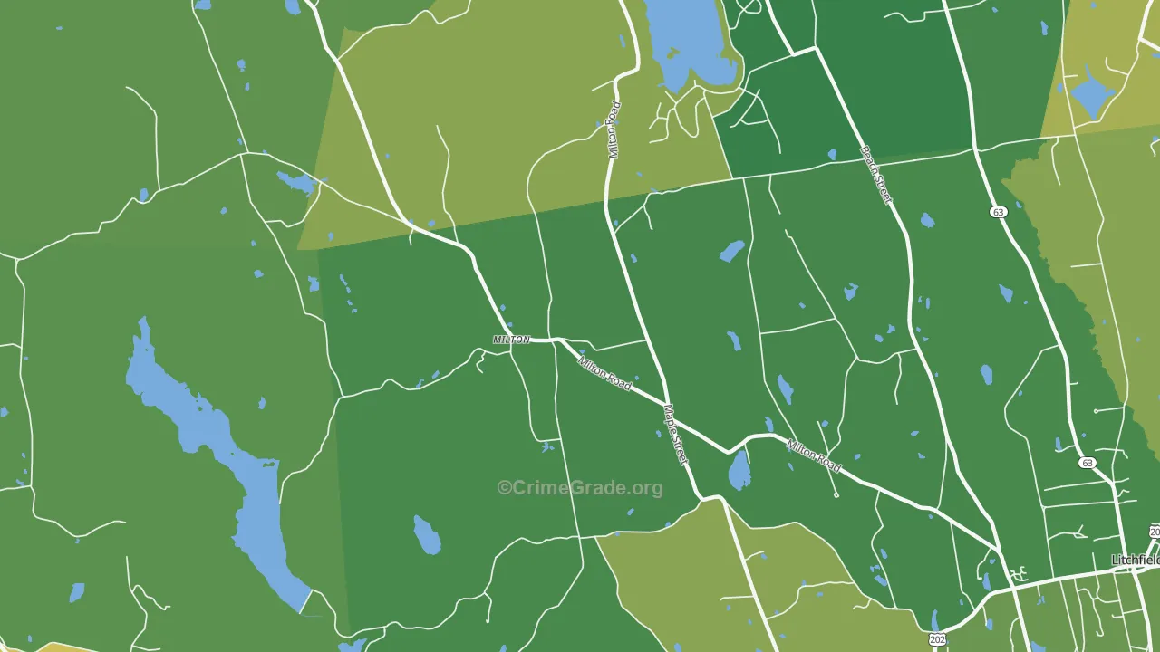 Milton, CT Map of Robbery Rates