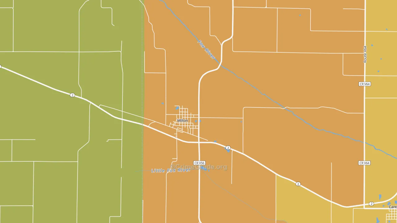 Milton, IA Map of Robbery Rates