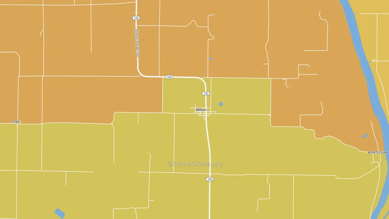 Milton, IL Map of Robbery Rates