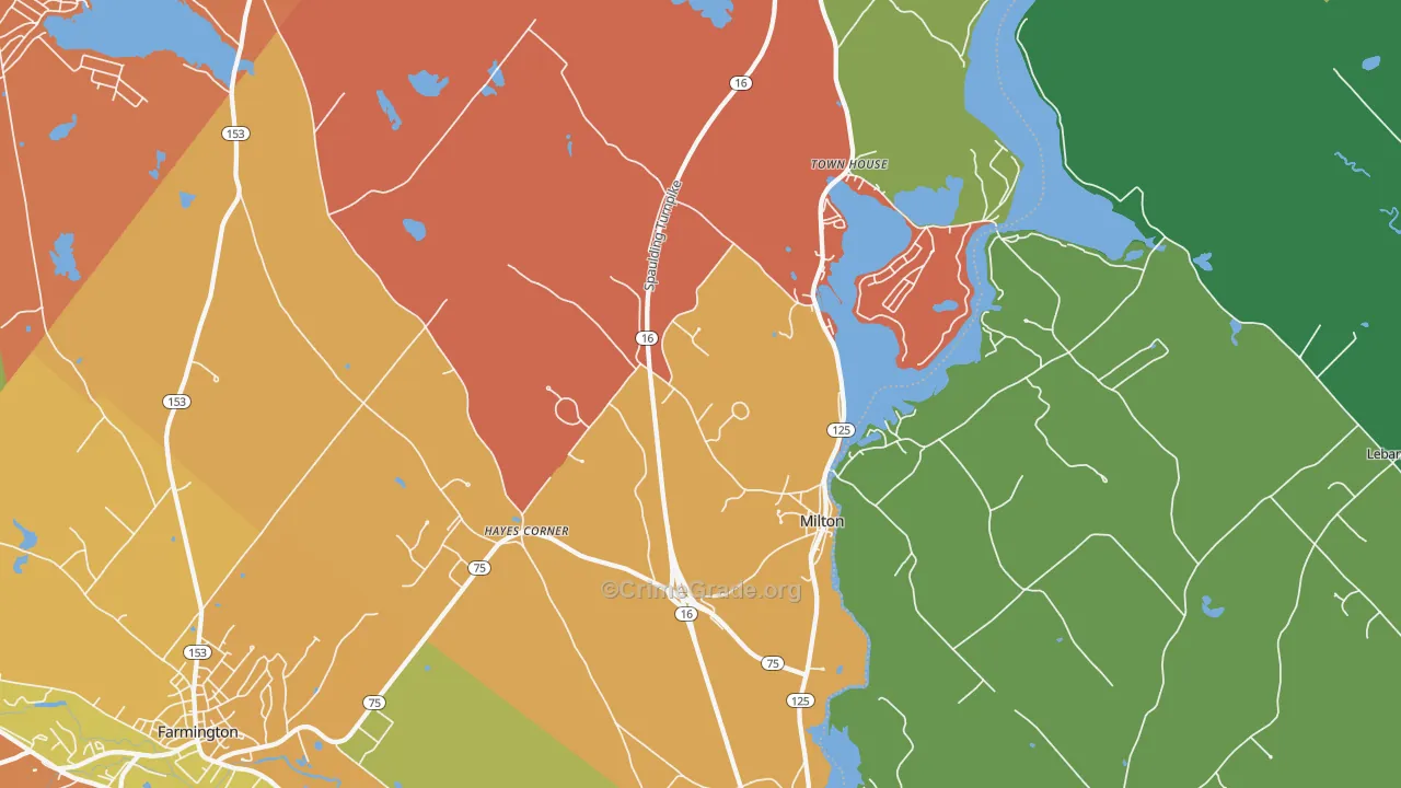Milton, NH Map of Robbery Rates