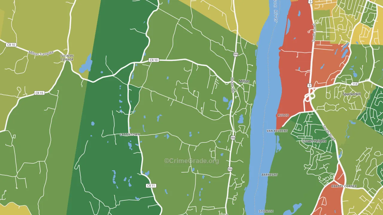 Milton, NY Map of Robbery Rates