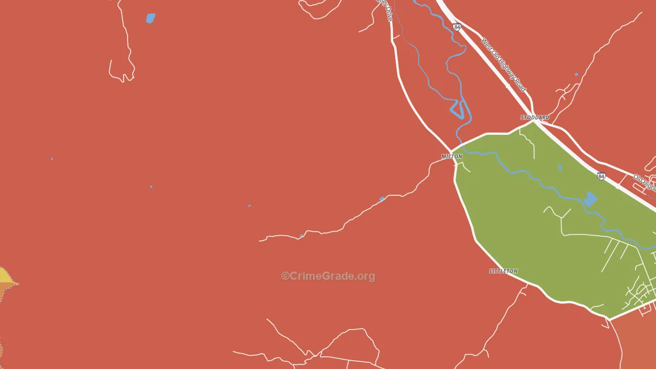 Milton, UT Map of Robbery Rates
