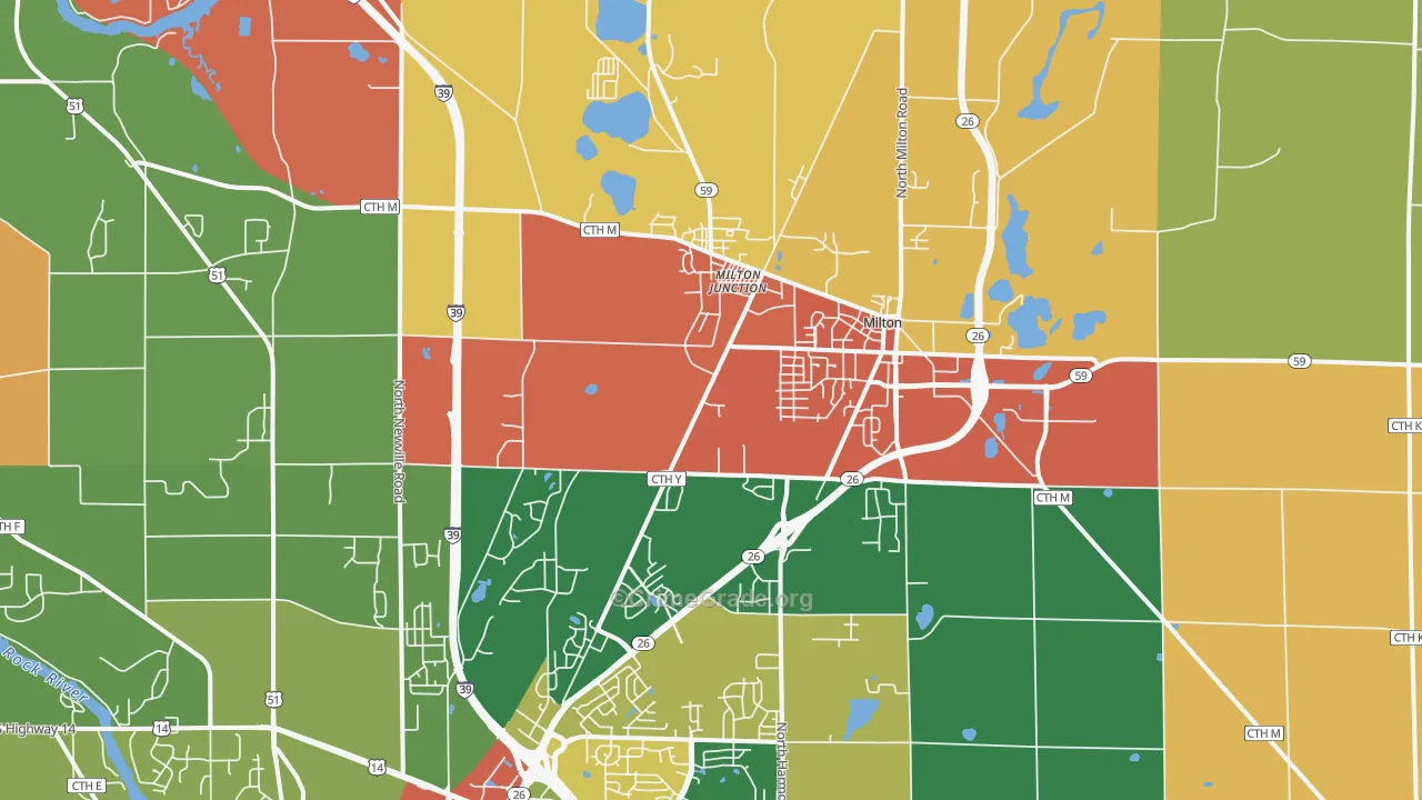 Milton, WI Map of Robbery Rates