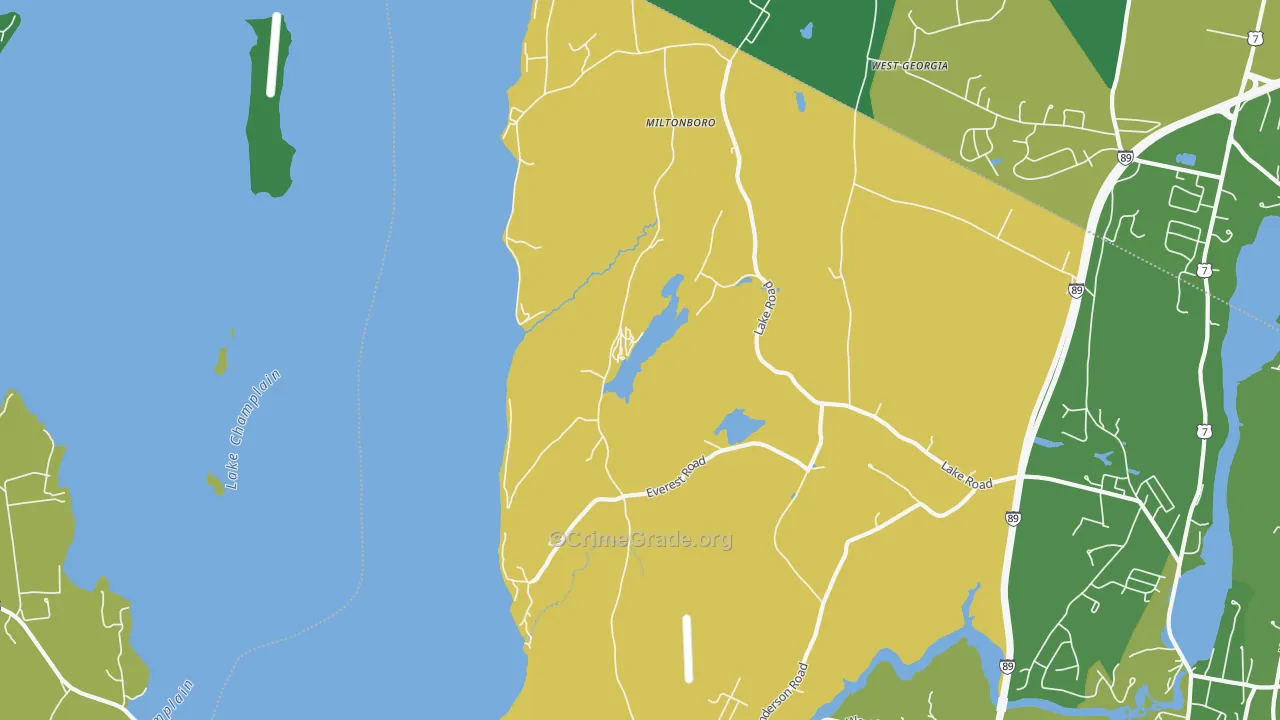 Miltonboro, VT Map of Robbery Rates