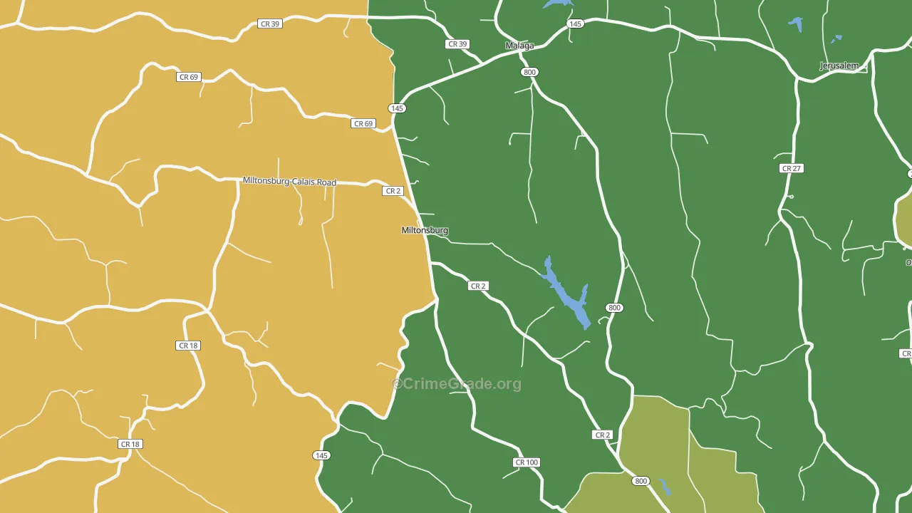 Miltonsburg, OH Map of Robbery Rates