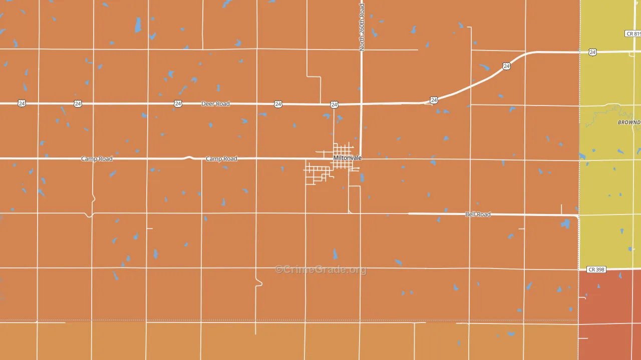 Miltonvale, KS Map of Robbery Rates
