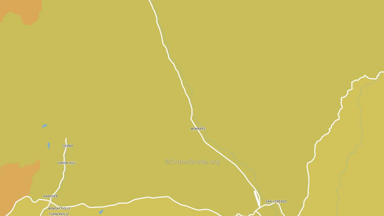 Mimbres, NM Map of Robbery Rates
