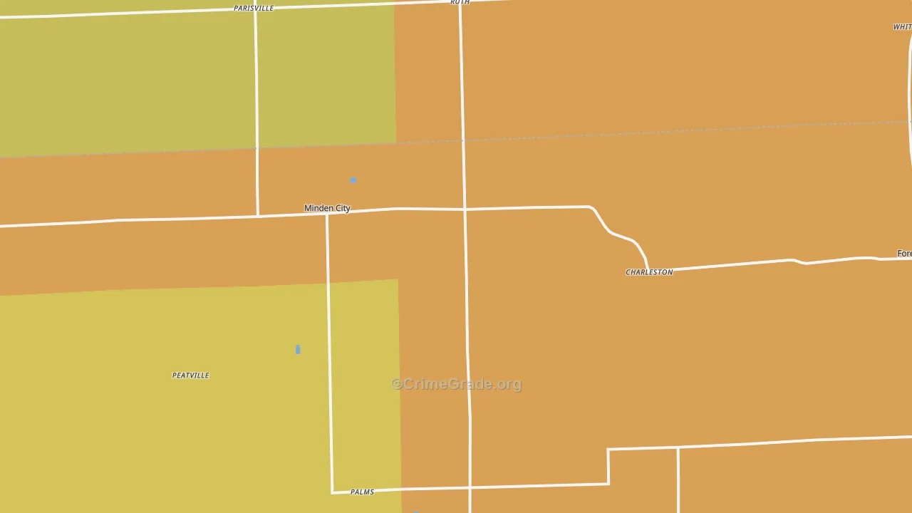 Minden City, MI Map of Robbery Rates