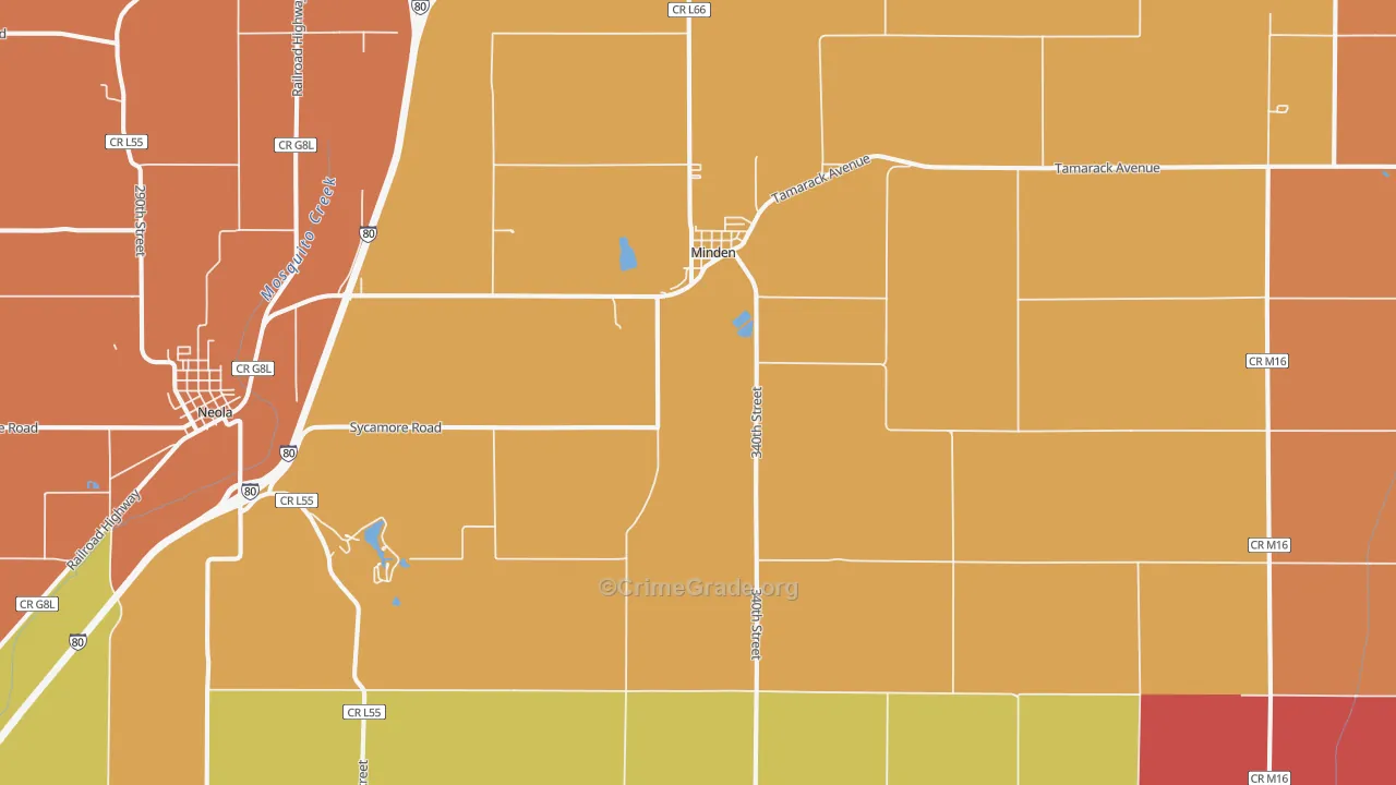 Minden, IA Map of Robbery Rates