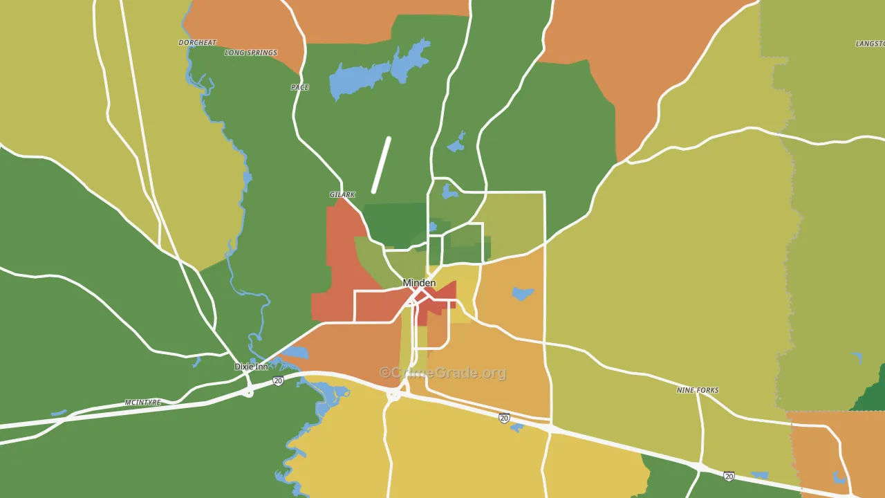 Minden, LA Map of Robbery Rates