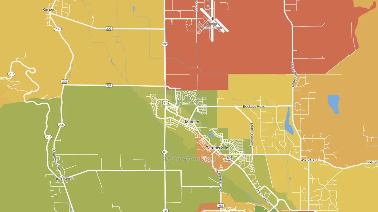 Minden, NV Map of Robbery Rates