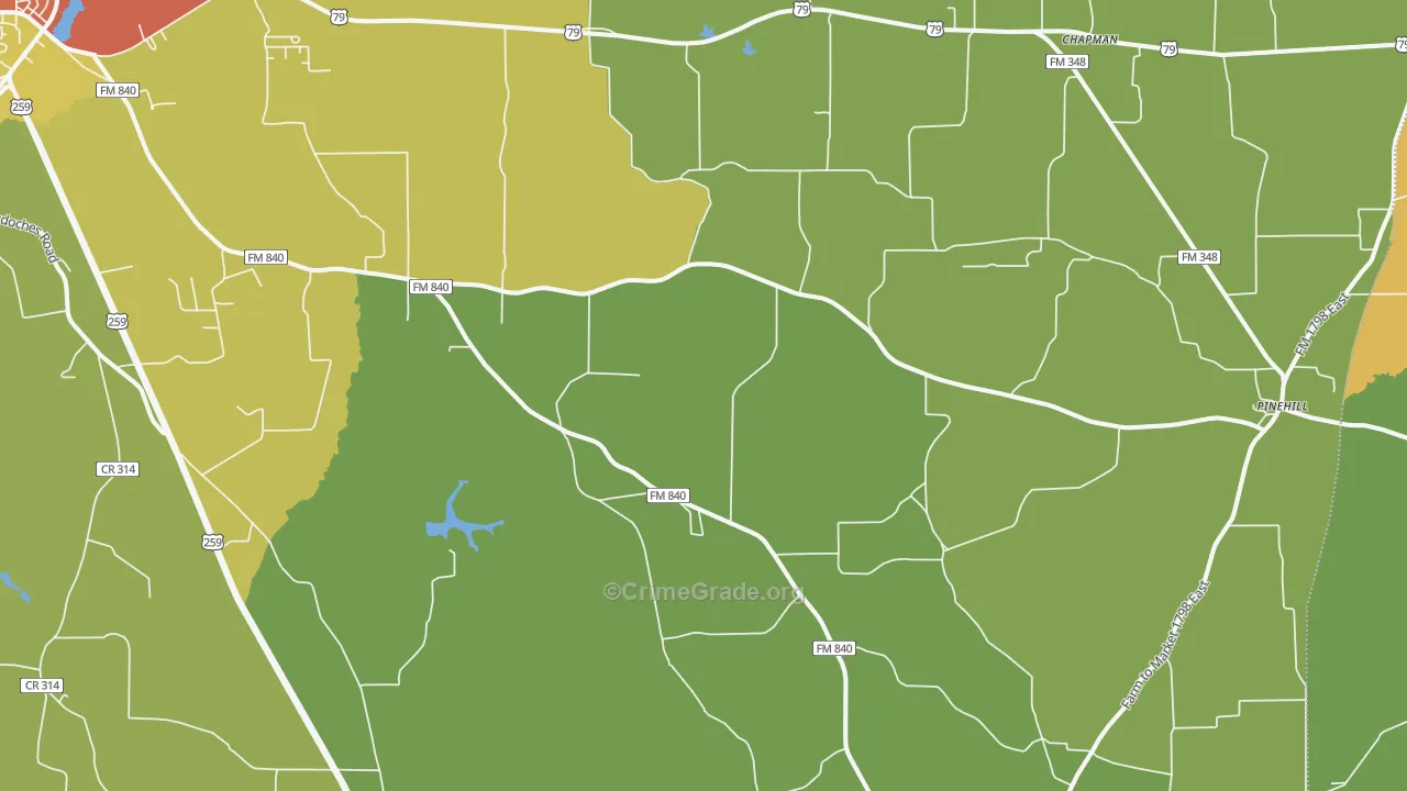 Minden, TX Map of Robbery Rates