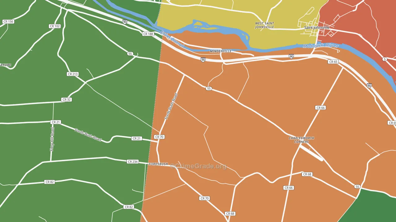 Mindenville, NY Map of Robbery Rates