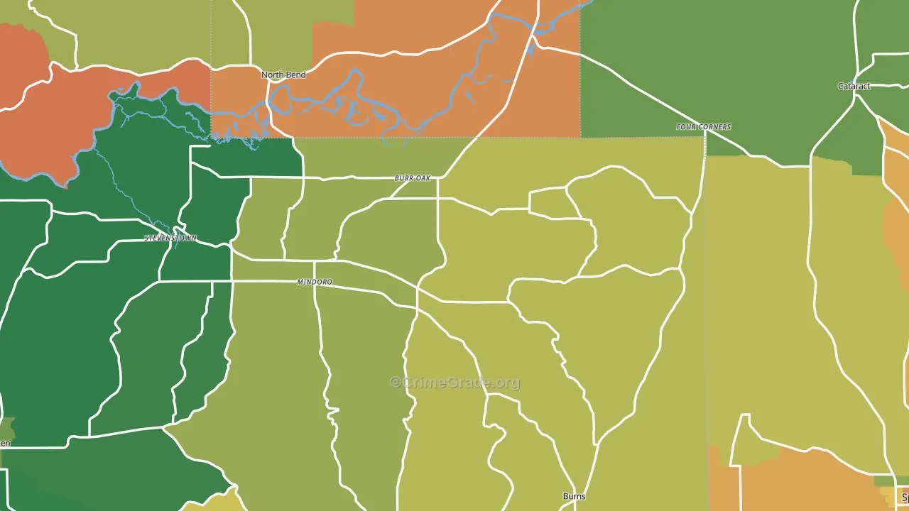 Mindoro, WI Map of Robbery Rates