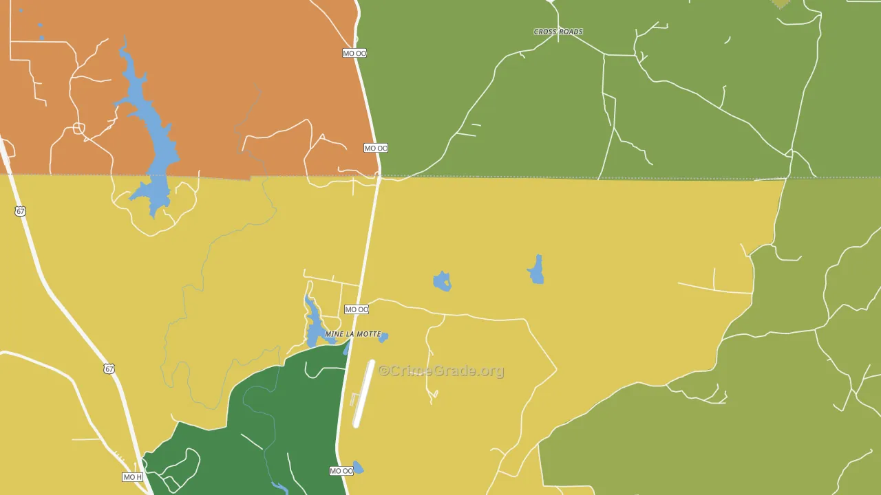 Mine La Motte, MO Map of Robbery Rates